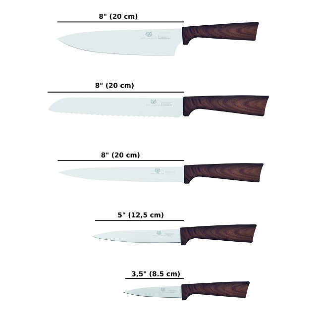 Komplet 5 noży kuchennych w bloku DREWNOPODOBNY - zdjęcie 5