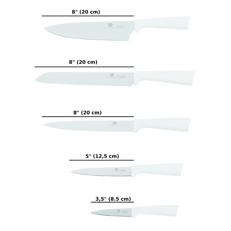 Komplet 5 noży kuchennych w bloku BIAŁY - zdjęcie 3