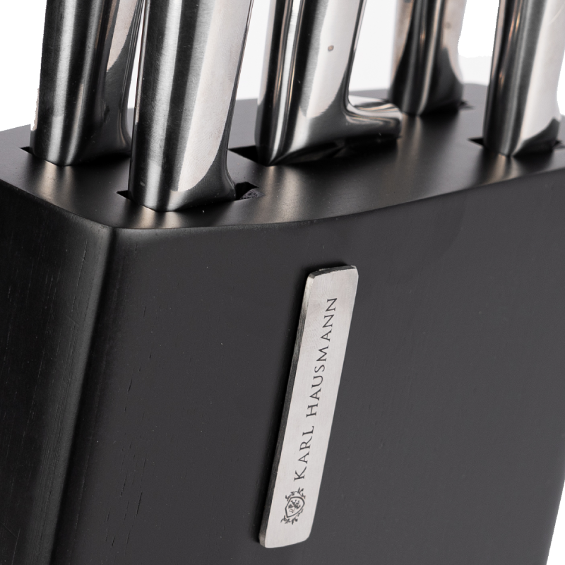 Zestaw 5 stalowych noży kuchennych w czarnym bloku - zdjęcie 3