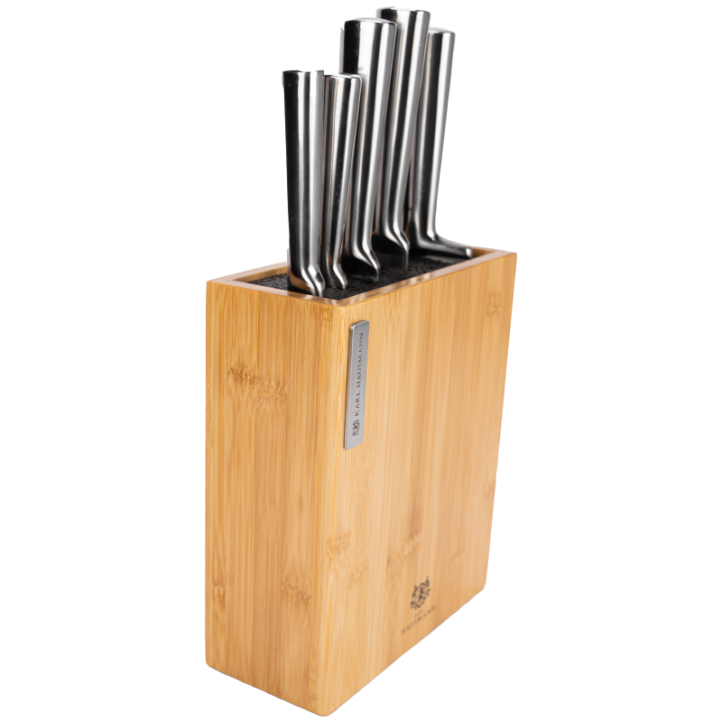 Zestaw 5 stalowych noży kuchennych w drewnianym bloku - zdjęcie 4