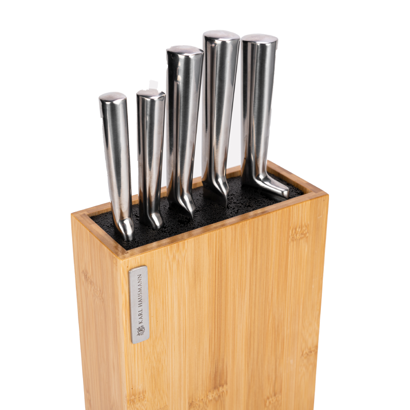 Zestaw 5 stalowych noży kuchennych w drewnianym bloku - zdjęcie 6